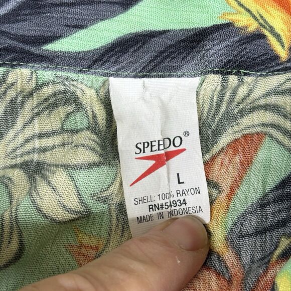 Speedo Swim Beach Cover‎ Up Womens Large Green Aquatic Floral Print Open Front - Picture 3 of 12